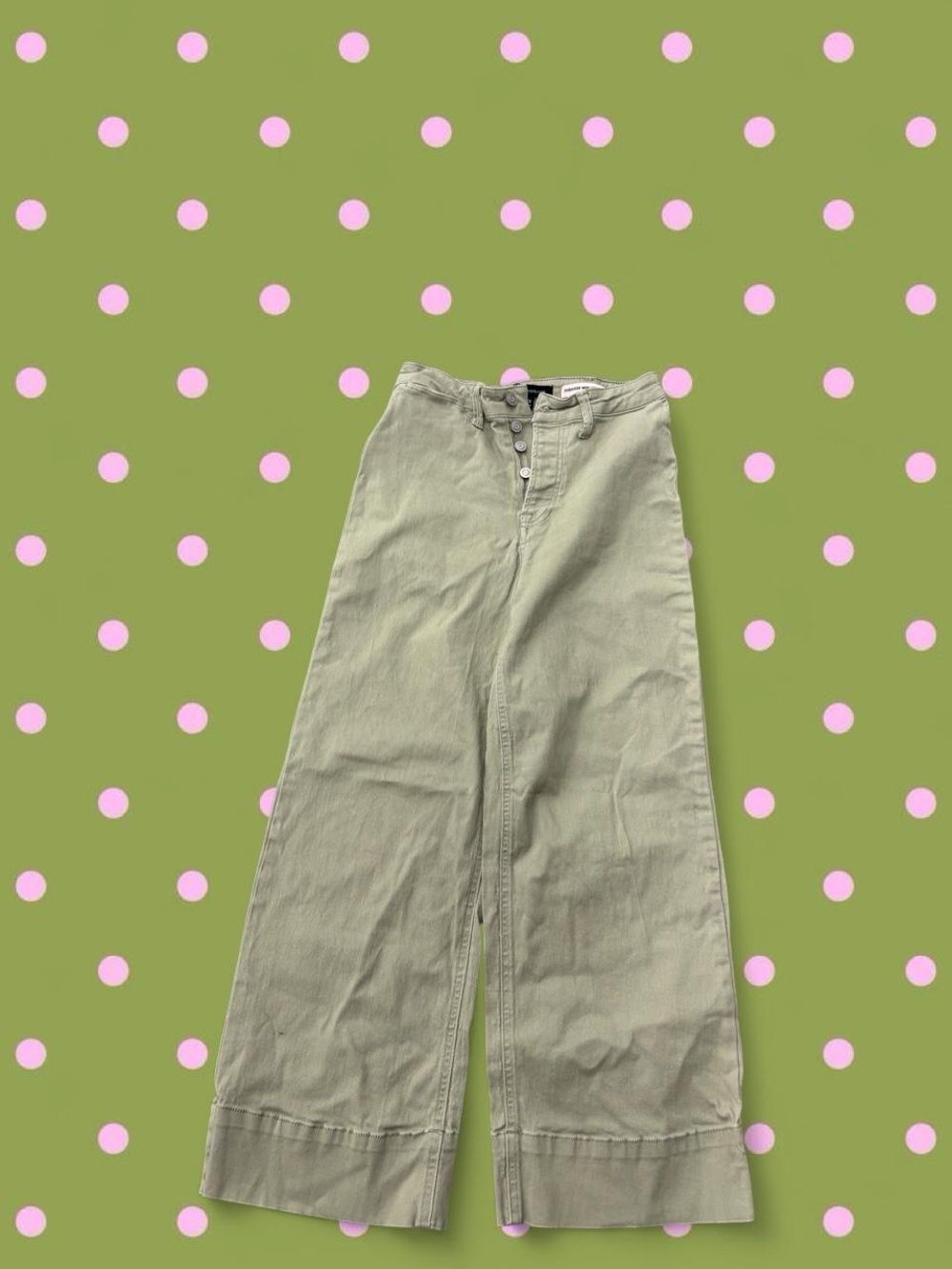 BCBGeneration Olive Green Wide-Leg Chinos